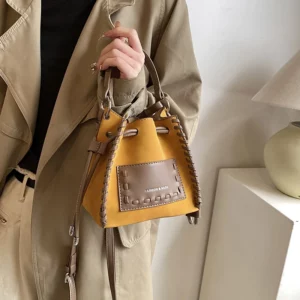 MOODS Mini Drawstring Bucket Bags For Women 2025 Luxury Designer Purses And Handbags Casual Street Small Shoulder Cross Body Bag - Image 2