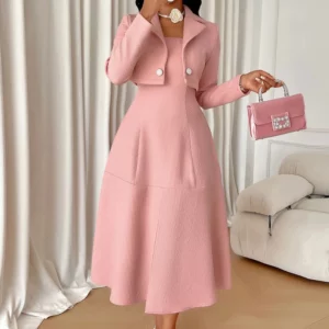 Winter New French Women's Professional Suit Jacket Dress Two-piece Set High-quality Socialite Temperament Dress Evening Dress - Image 2