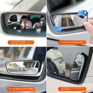 2Pcs 360 Degree Adjustable Blind Spot Mirror Car Auxiliary Rearview Convex Mirror Round Frame Wide Angle Mirrors for Car Reverse - Image 5