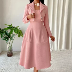Winter New French Women's Professional Suit Jacket Dress Two-piece Set High-quality Socialite Temperament Dress Evening Dress - Image 4