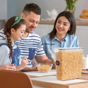 4L Cereal Storage Containers with Lids Airtight Food Moistureproof Tank with Label Stickers Kitchen Organization Box - Image 2