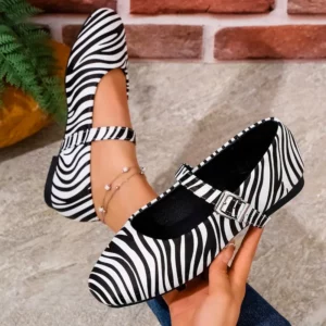 2025 Summer Hot Sale Buckle Strap Women's Round Toe Flats Soft Sole Casual Shoes Printing Shallow Plus Size Daily Outdoor Flats - Image 5