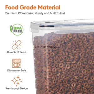 4L Cereal Storage Containers with Lids Airtight Food Moistureproof Tank with Label Stickers Kitchen Organization Box - Image 3