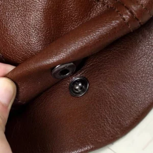 Spring New Genuine Leather Hat Cap Cowhide Beret Warm Cotton Men Padding Brand Brown/Black Duck Hat - Image 6