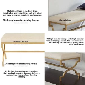 Light Luxury Sofa Hallway Bench Home Door Shoe Stool Elastic Cushion Bed Tail Stool Home Furniture Clothing Store Rest Stools - Image 4