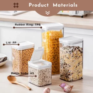 Kitchen Storage Box,Cereal Dispenser,Food Container for Grain Coffee Beans, Flour, Spice Organizer for Sugar,Vanilla,Pepper - Image 5