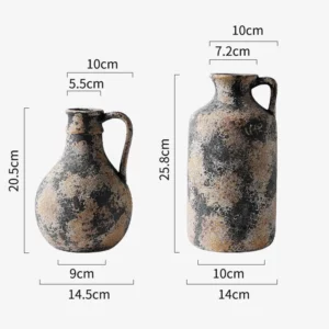 CAPIRON Earthenware Vase for Dried Flower Pampas Grass Nordic Wabi Sabi Retro Home Aesthetics Bookshelf Wall Shelf Decoration - Image 5