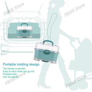 Portable Baby Bottle Storage Box Pacifier Drying Rack with Cover Outdoor Travel Baby Cutlery Storage Box Dustproof Drain Box - Image 4