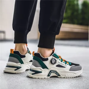 Men's Korean rotating buckle fashion casual sports shoes four season soft soled non slip outdoor running shoes student sneakers - Image 4