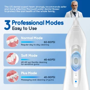 Water Dental Flosser Teeth Picks 4 Jets 3 Modes Portable Cordless D52 Water Flosser for Teeth Cleaner IPX7 Waterproof Oral Picks - Image 3