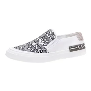 New Trendy Men's White Graffiti Patchwork Comfortable Causal Flats Platform Shoes Loafers Rock Sports Waliking Sneakers - Image 5