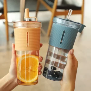 710ml/24oz Large Capacity Coffee Cup, Plastic Water Bottle With Straw, High Temperature Resistant Clear,Reusable Cups with Straw - Image 3