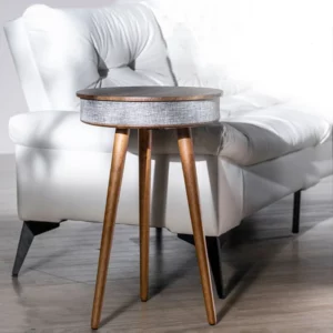 Smart Round Tea Table with Bluetooth Speaker Living Room Corner Table with Wireless Charging Portable Multi-Function Side Table - Image 2
