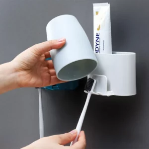 Toothbrush Holder Punch-free Wall-mounted Toothbrush Holder Shaver Toothpaste Mouthwash Cup Storage Rack Bathroom Accessories - Image 4