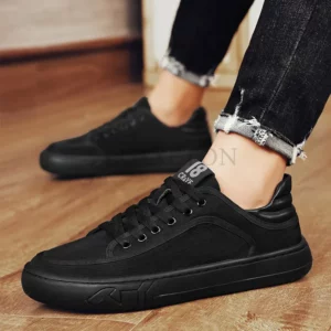 Casual Shoes Sneakers Canvas Shoes Casual Shoes Pure Black Wear-resistant Thick Sole Versatile Breathable Casual Work Shoes - Image 1