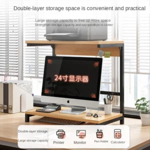 Desktop Storage Rack Computer Printer Desk Stand Shelf Table Desktop Support Holder Office Gamer Bookshelf Furniture Organizer - Image 3