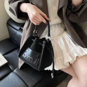 MOODS Mini Drawstring Bucket Bags For Women 2025 Luxury Designer Purses And Handbags Casual Street Small Shoulder Cross Body Bag - Image 6
