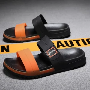 Summer Men's trendy plus size slippers breathable, slip resistant thick soled beach shoes lightweight casual one line sandal - Image 6