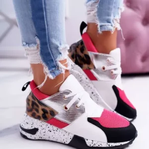 Autumn and Winter Sales of High Quality Wedges Matching Color Casual Shoes Thick Soles Lace-up Women's Single Shoes Large Size - Image 1