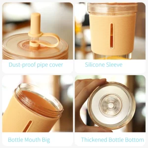 710ml/24oz Large Capacity Coffee Cup, Plastic Water Bottle With Straw, High Temperature Resistant Clear,Reusable Cups with Straw - Image 4