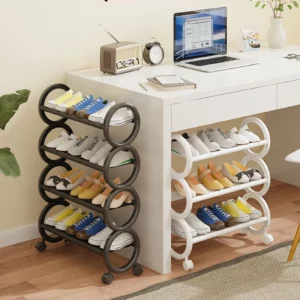 Shoe Rack Multifunctional Storage Shelf With Rollers,Dustproof Easy To Move, Space Saving Suitable For Living Room and Dormitory - Image 3