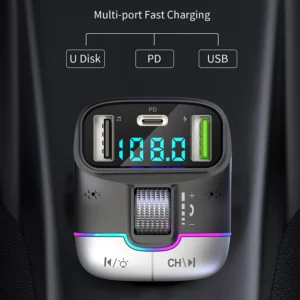 Bluetooth 5.4 FM transmitter car MP3 music player car lossless USB cigarette lighter car charger PD fast charging - Image 2