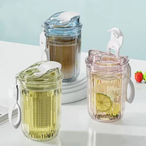 WORTHBUY Portable Transparent Plastic Water Bottle With Tea Strainer&Rope Travel Sport Drinking Cup Heat-Resistant Drinkware - Image 1