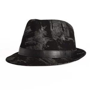 New Male Perform High Quality Genuine Leather Print Jazz Fedora Gentleman Sheepskin Short Brim Top Hat Shows Topper - Image 3