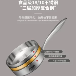 Three layer steel frying pan, high-end thickened frying pan, household exquisite small pan, flat steak frying pan, stir fry pan - Image 4