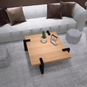 Square Luxury Coffee Table Solid Wood Walnut Designer Small Coffee Table Living Room Black Mesa De Centro Sala Home Furniture - Image 2