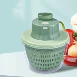 Electric Vegetable Cutter 1PC Multifunction Dehydration Blue High Temperature Resistant 4L Drain Vegetable Cutting USB Charging - Image 4