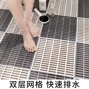 Household bathroom splicing solid color non-slip bathroom shower hollow draining floor mat - Image 2