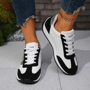 Fashion Contrast Color Platform Sneakers Women Round Toe Lace Up Sports Shoes Woman 2025 Spring Comfortable Casual Walking Shoes - Image 5