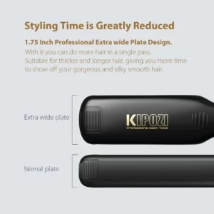 KIPOZI Professional Titanium Flat Iron Hair Straightener with Digital LCD Display Dual Voltage Instant Heating Curling Iron - Image 6