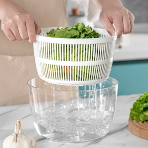 LMETJMA 3L Salad Spinner Large Salad Sowl With Lid One-handed Easy Press Salad Spinner Washer Dryer Drainer Mixer JT249 - Image 6