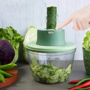 Electric Vegetable Cutter 1PC Multifunction Dehydration Blue High Temperature Resistant 4L Drain Vegetable Cutting USB Charging - Image 3