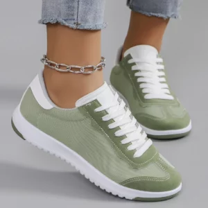 Spring new women's sports shoes, fashionable, breathable, lightweight, non-slip, wear-resistant, casual sports shoes, flat shoes - Image 1