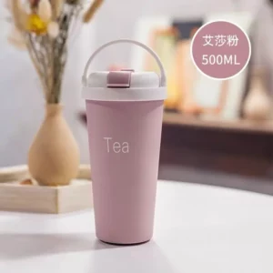 Ins Style Stainless Steel Tumbler with Straw Handle Portable Thermal Coffee Cup for Car Office Gift - Image 5