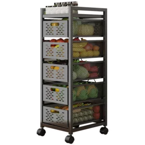 Shelf can draw cabinet vegetable seasoning basket drawer type floor-to-ceiling multi-layer slotted storage kitchen storage - Image 5