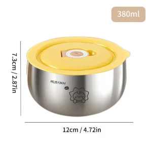 WORTHBUY 316 Stainless Steel Rice Soup Bowls with Lid Children Tableware Anti-Scald Double Layer Food Containers For Kid 380ML - Image 6