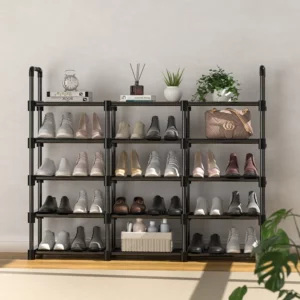 Assembled Shoe Rack Simple Diy 3 Rows Multi-Layer Shoecase Metal Removable Entryway Shoerack Sneakers And Boots Organizer Shelf - Image 2