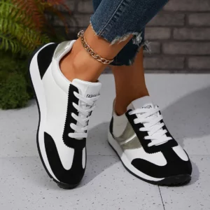 Fashion Contrast Color Platform Sneakers Women Round Toe Lace Up Sports Shoes Woman 2025 Spring Comfortable Casual Walking Shoes - Image 2