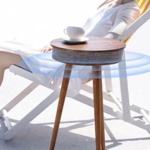 Smart Round Tea Table with Bluetooth Speaker Living Room Corner Table with Wireless Charging Portable Multi-Function Side Table - Image 4