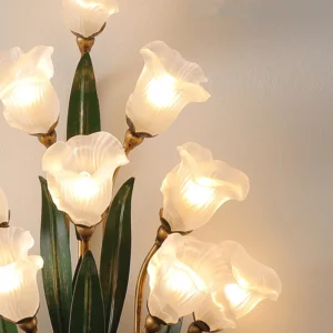 Creative White Pink Flower Wall Light French Rural Leaf Bedside Lamp Living Room Homestay Europe Pastoral Home Decor Lighting - Image 5