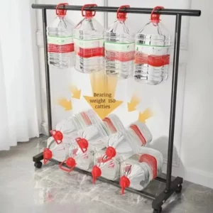 Movable Double Rod Clothes Rack Heavy Duty Coat Shelf with Wheels Bedroom Floor Hangers Organizer Home Shoe Hat Storage Racks - Image 2