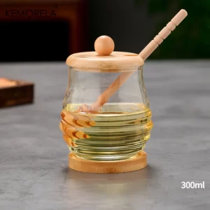 KEMORELA Glass Honeycomb Tank Kitchen Tools Honey Storage Container with Dipper and Lid Honey Bottle for Wedding Party Dining - Image 5