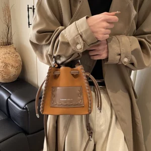 MOODS Mini Drawstring Bucket Bags For Women 2025 Luxury Designer Purses And Handbags Casual Street Small Shoulder Cross Body Bag - Image 5