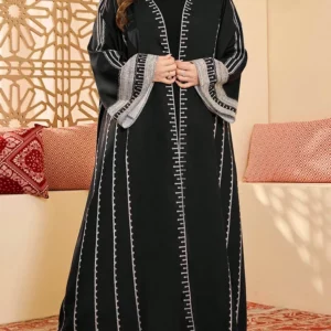 Rafiah Boutique Ramadan Embroidered Design Plus Size Evening Dresses 2025 Loose Casual Long Sleeve Muslim Blouse Abaya - Image 3