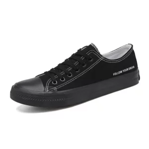 Spring Autumn Breathable Black Canvas Shoes for Men Fashion Sneakers Casual Flat Lace Up Vulcanized Shoes Luxury Tenis Masculino - Image 1