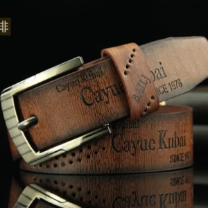 Men's Casual Retro Antique Hollow Belt Men's PU Leather High Quality Classic Belt Alloy Pin Buckle Belt Mens Belt Waist Belt - Image 4